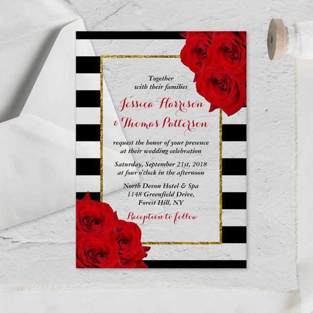Invitations En Acrylique Chic Moderne Luxe Mariage Collection - Roses rouge (Créateur téléchargé)