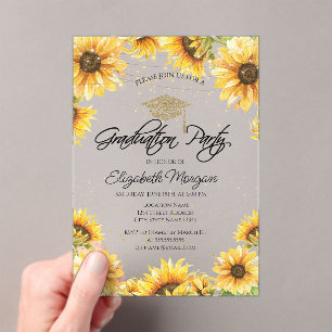 Invitations En Acrylique Chic Rustique Tournesols,Guirlandes Lumineuses Dip