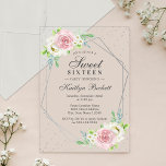 Invitations En Acrylique Chic Silver Foil Floral Sweet 16 Anniversaire<br><div class="desc">Célébrez en style avec ces invitations à la mode pour 16ème anniversaire. Le design est facile à personnaliser avec votre libellé d'événement spécial et vos invités seront ravis quand ils reçoivent ces invitations fabuleux.</div>
