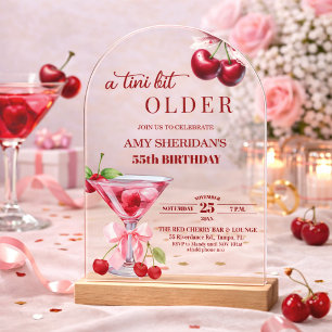 Invitations En Acrylique Chic Un Peu Plus Vieille Martini Cerise 55e Annive