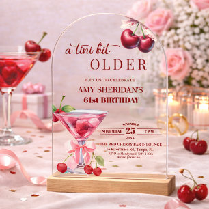 Invitations En Acrylique Chic Un Peu Plus Vieille Martini Cerise 61e Annive
