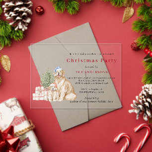 Invitations En Acrylique Chiens de Noël mignons fête de Noël