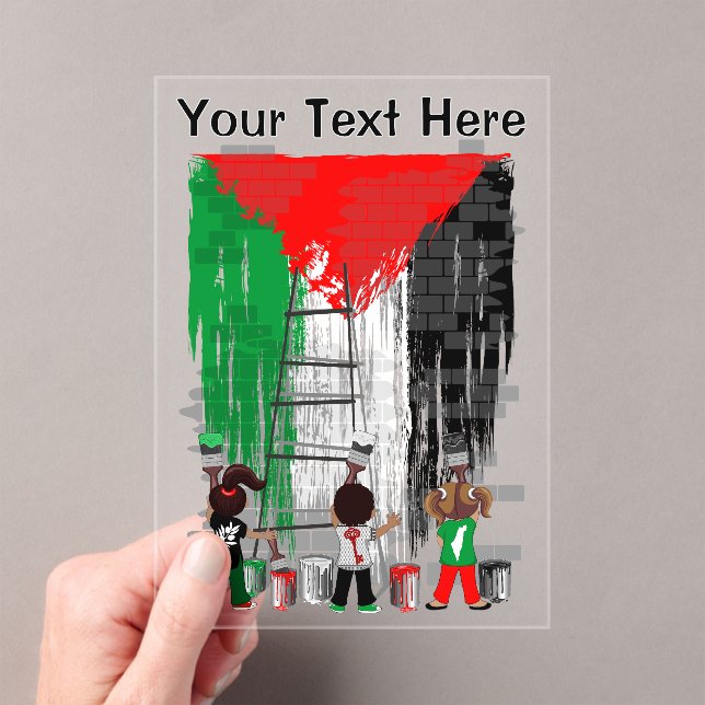 Invitations En Acrylique Children of Gaza Painting Palestine Flag  (In situ (ordinateur de poche))