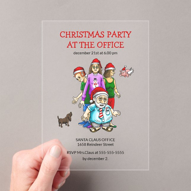 Invitations En Acrylique Christmas Party At The Office (In situ (ordinateur de poche))