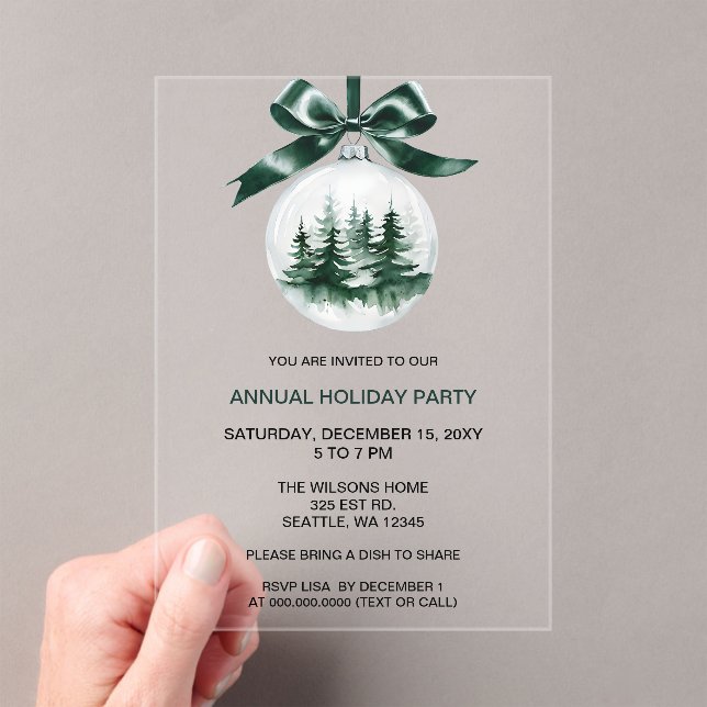 Invitations En Acrylique Christmas Pine Tree Ornament Holiday Party (In situ (ordinateur de poche))