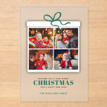 Invitations En Acrylique Christmas Present 4 Photo Collage<br><div class="desc">Ces belles cartes de voeux de vacances sont entièrement personnalisables. Ajoutez votre propre photo et message pour un design unique.</div>