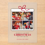 Invitations En Acrylique Christmas Present 4 Photo Collage<br><div class="desc">Ces belles cartes de voeux de vacances sont entièrement personnalisables. Ajoutez votre propre photo et message pour un design unique.</div>