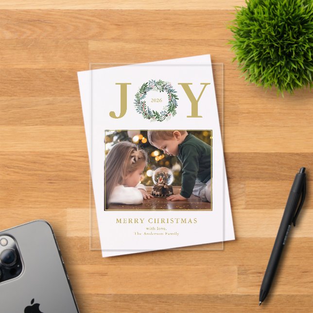 Invitations En Acrylique Christmas Wreath Photo (Insitu (Carte d'invitation))