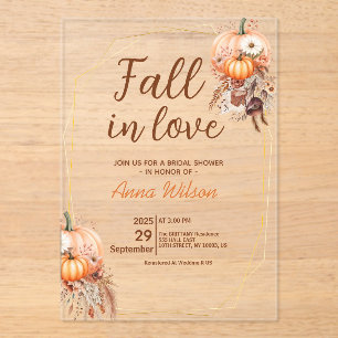 Invitations En Acrylique Chute en amour Fête des mariées Pampas Grass Flora