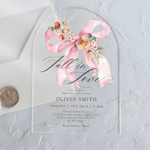 Invitations En Acrylique Chute en amour Floral Bow Baby shower moderne