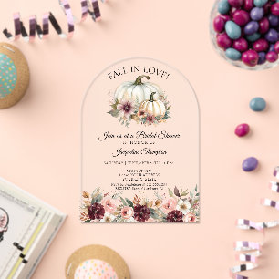 Invitations En Acrylique Chute en Amour Rose Floral Bourgogne Fête des mari