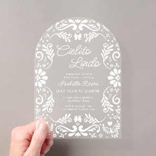 Invitations En Acrylique Cielito Lindo Baby Shower Mexicain Genre Neutre