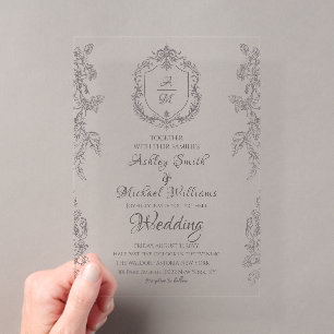 Invitations En Acrylique Cimier classique minimaliste simple Monogramme Mar