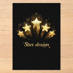 Invitations En Acrylique Cinq étoiles dorées sur fond noir