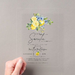 Invitations En Acrylique Citron Bleu Agrume Été Baby Shower