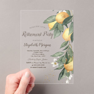 Invitations En Acrylique Citrons aquarelle élégants