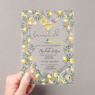 Invitations En Acrylique Citrons de cocktail Paon Brunch Bulle