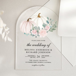 Invitations En Acrylique Citrouille de mariage florale rose blush