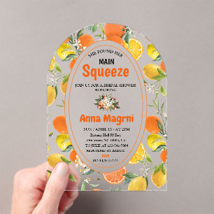 Invitations En Acrylique Citrus a trouvé son grand amour : Shower de mariag
