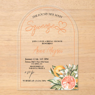 Invitations En Acrylique Citrus a trouvé son grand amour : Shower de mariag