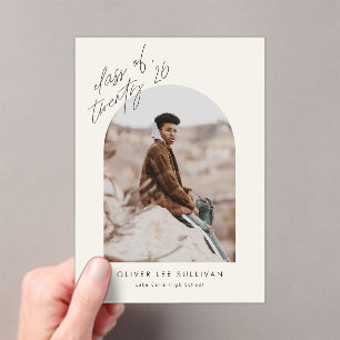 Invitations En Acrylique Classe Beige 2026 Photo de remise des diplômes