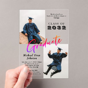 Invitations En Acrylique Classe personnalisée de diplômé de 20XX avec deux 