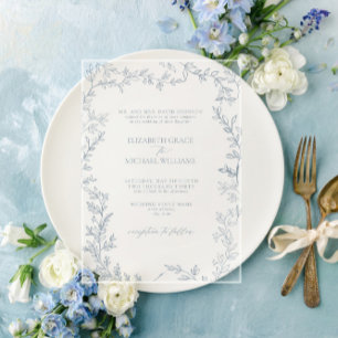 Invitations En Acrylique Classic Elegant Formal Dusty Blue Mariage