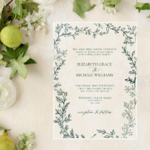 Invitations En Acrylique Classic Elégant Formal Emerald Green Mariage