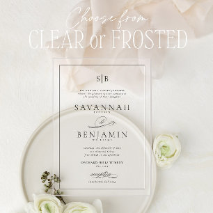 Invitations En Acrylique Classic élégant Monogramme moderne Mariage de scri