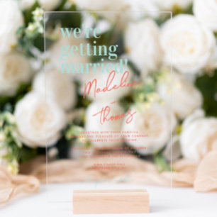 Invitations En Acrylique Classic Summer Pastel Whimsical Script Mariage