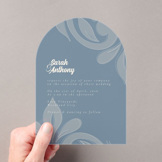 Invitations En Acrylique Classique Damask Turquoise Mariage Acrylique Invit (Créateur téléchargé)