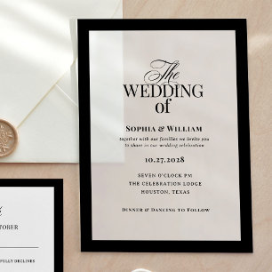 Invitations En Acrylique Classique Luxe   Mariage élégant à cadre noir