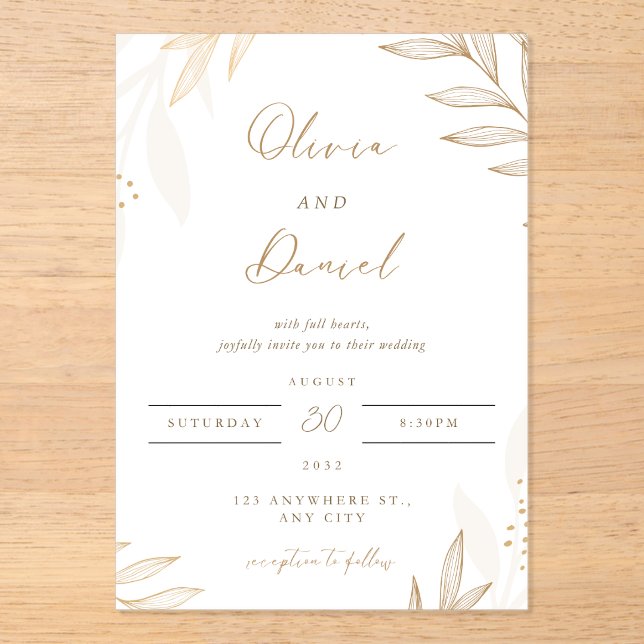 Invitations En Acrylique Classique & Romantique "Deux âmes, un cœur, (Recto)