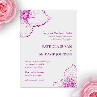 Invitations En Acrylique Clematis Violet Tirée Florale Ligne Classic Mariag