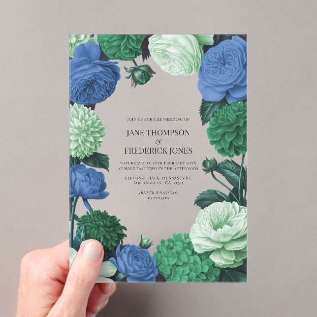Invitations En Acrylique Cloud Mint, Alpine Blue & Evergreen Mist Wedding (In situ (ordinateur de poche))