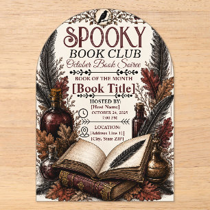 Invitations En Acrylique Club de lecture gothique vintage Halloween épouvan