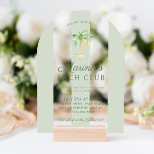 Invitations En Acrylique Club de plage à rayures vertes Arch pour Baby Show