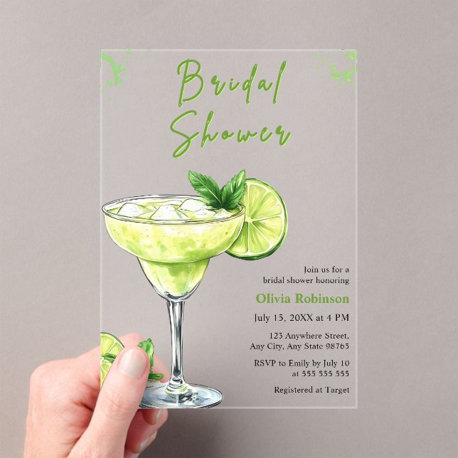 Invitations En Acrylique Cocktail Margs & Matrimony Margarita Bridal Shower (In situ (ordinateur de poche))