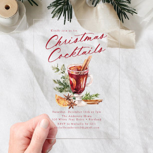 Invitations En Acrylique Cocktails de Noël de fête Festive Party de fêtes