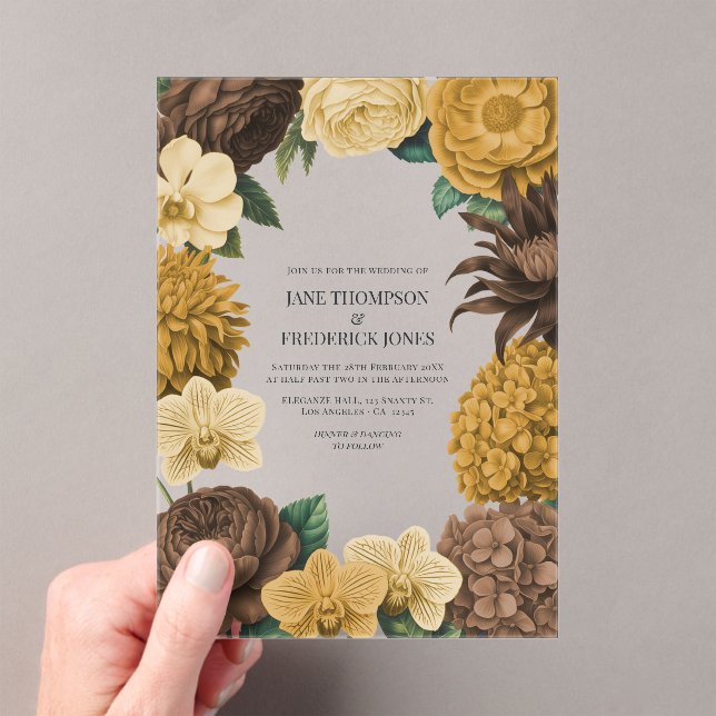 Invitations En Acrylique Cocoa Brown, Golden Caramel & Soft Butter Wedding (In situ (ordinateur de poche))