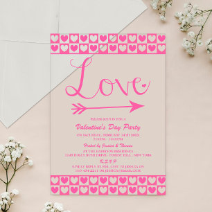 Invitations En Acrylique Coeurs d'amour rose et blanc Saint Valentin