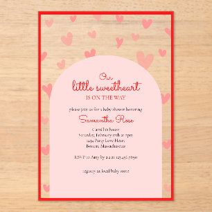 Invitations En Acrylique Coeurs roses rouges Petit Baby shower de fille amo