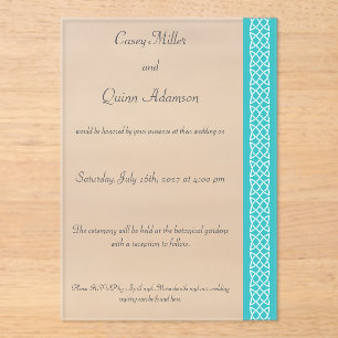 Invitations En Acrylique Cœurs Tissage Celtique en Acrylique Turquoise pour
