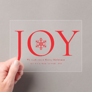 Invitations En Acrylique Collage de photos de famille Noël Snowflake Joy