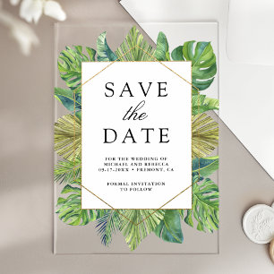 Invitations En Acrylique Collage de photos de feuilles de palmier pour mari