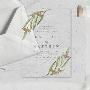 Invitations En Acrylique Collection de Mariages de Branches d'Olivier