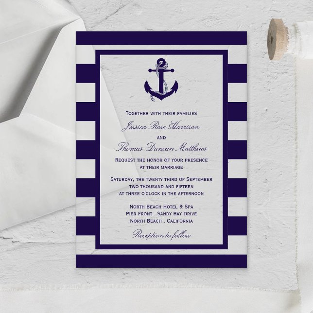 Invitations En Acrylique Collection de Mariages de la marine d'Ancres nauti (Créateur téléchargé)