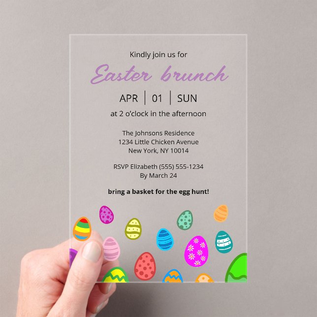 Invitations En Acrylique Colorful Easter Brunch (In situ (ordinateur de poche))