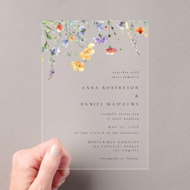 Invitations En Acrylique Colorful Wildflower Wedding (In situ (ordinateur de poche))
