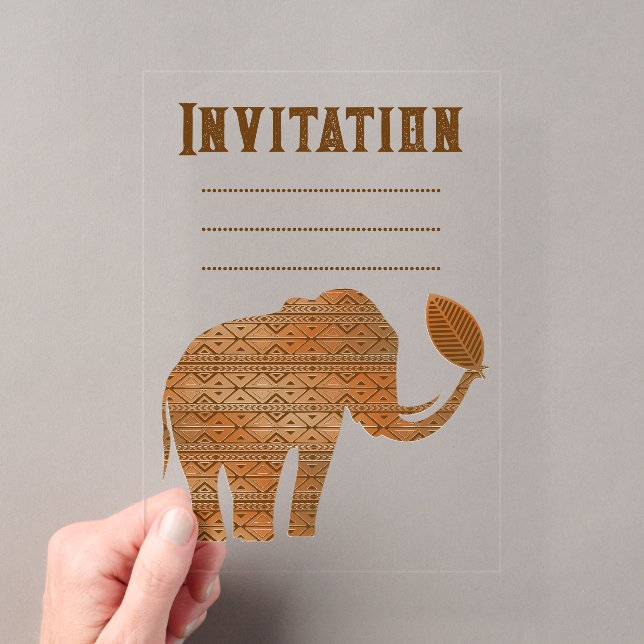 Invitations En Acrylique Conception d'art tribal d'éléphant (In situ (ordinateur de poche))